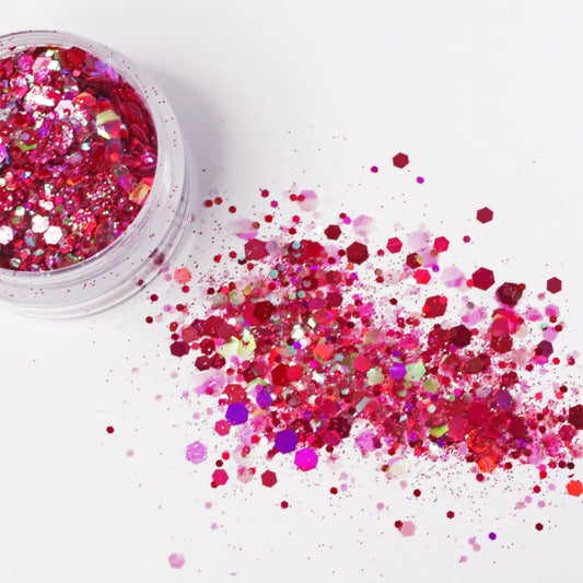 glitter, valentine, red, festival makeup, makeup, shimmer, eye makeup