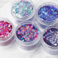 above the clouds, glitter, purple, holo, holographic, shiny, eye makeup